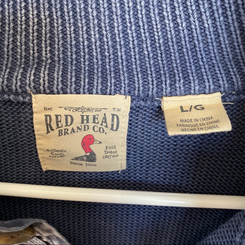 Red Head Quarter Button Navy Pull Over Sweater - image 2